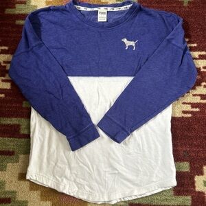 Victoria's Secret PINK Blue and White Sweatshirt